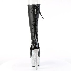 Pleaser BEJEWELED-2018-7 Stivaletti con Plateau Similpelle Strass Nero EU-42 / US-12