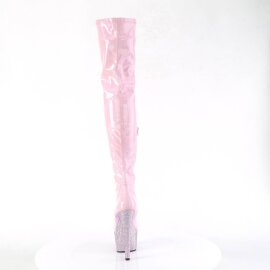 Pleaser BEJEWELED-3000-7 Stivali Sopra Il Ginocchio Con Plateau Ologramma Strass Rosa EU-35 / US-5