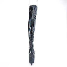 Pleaser BEJEWELED-3011-7 Stivali Sopra Il Ginocchio Con Plateau Ologramma Strass Nero EU-41 / US-11