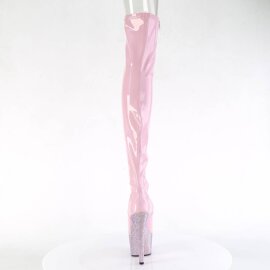 Pleaser BEJEWELED-3011-7 Stivali Sopra Il Ginocchio Con Plateau Ologramma Strass Rosa Chiaro EU-40 / US-10