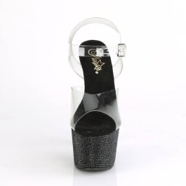 Pleaser BEJEWELED-708DM Sandali con Plateau Strass Trasparente Nero EU-40 / US-10