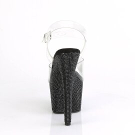 Pleaser BEJEWELED-708DM Sandali con Plateau Strass Trasparente Nero EU-40 / US-10