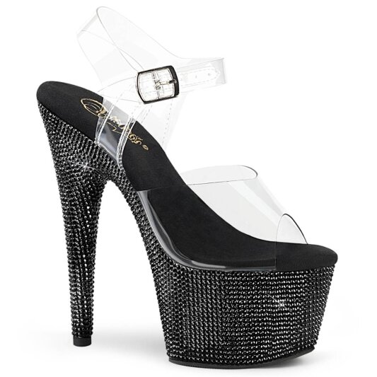 Pleaser BEJEWELED-708DM Sandali con Plateau Strass Trasparente Nero EU-35 / US-5