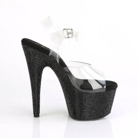 Pleaser BEJEWELED-708DM Sandali con Plateau Strass Trasparente Nero EU-35 / US-5
