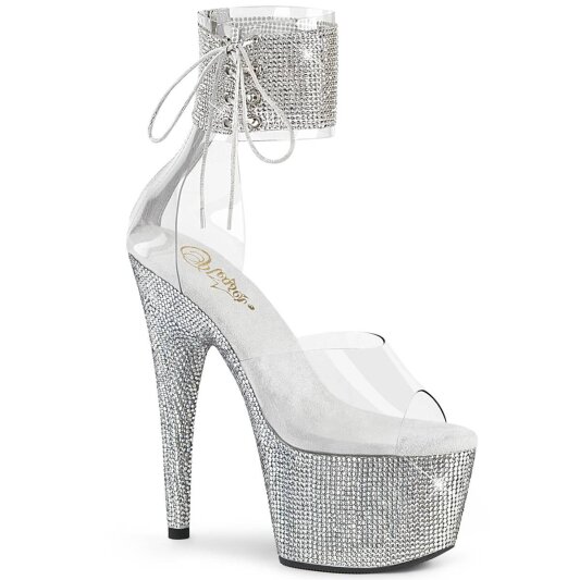 Pleaser BEJEWELED-724RS Sandali con Plateau Strass Trasparente Argento EU-35 / US-5