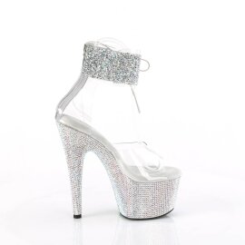 Pleaser BEJEWELED-724RS-02 Sandali con Plateau Strass Trasparente Argento EU-35 / US-5