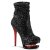 Pleaser BLONDIE-R-1009 Stivaletti con Plateau Paillettes Nero Rosso EU-35 / US-5