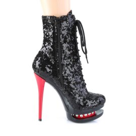 Pleaser BLONDIE-R-1020 Stivaletti con Plateau Paillettes Nero EU-35 / US-5