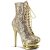 Pleaser BLONDIE-R-1020 Stivaletti con Plateau Paillettes Cromato Dorato EU-35 / US-5