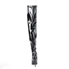 Pleaser CLASSIQUE-3000 Stivali Sopra Il Ginocchio Vernice Nero EU-38 / US-8