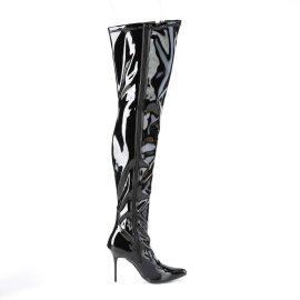Pleaser CLASSIQUE-3000 Stivali Sopra Il Ginocchio Vernice Nero EU-38 / US-8