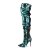 Pleaser COURTLY-3011 Stivali Sopra Il Ginocchio Paillettes Verde Blu EU-41 / US-11
