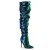 Pleaser COURTLY-3011 Stivali Sopra Il Ginocchio Paillettes Verde Blu EU-43 / US-13