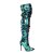 Pleaser COURTLY-3011 Stivali Sopra Il Ginocchio Paillettes Verde Blu EU-37 / US-7