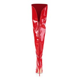 Pleaser COURTLY-3012 Stivali Sopra Il Ginocchio Vernice Rosso EU-36 / US-6