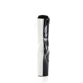 Pleaser CRAZE-1040TT Stivaletti con Plateau Vernice Nero Bianco EU-38 / US-8