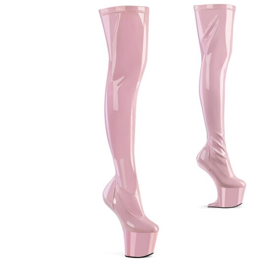 Pleaser CRAZE-3000 Stivali Sopra il Ginocchio Con Plateau Vernice Rosa Chiaro EU-37 / US-7