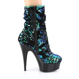 Pleaser DELIGHT-1004 Stivaletti con Plateau Paillettes Verde EU-36 / US-6