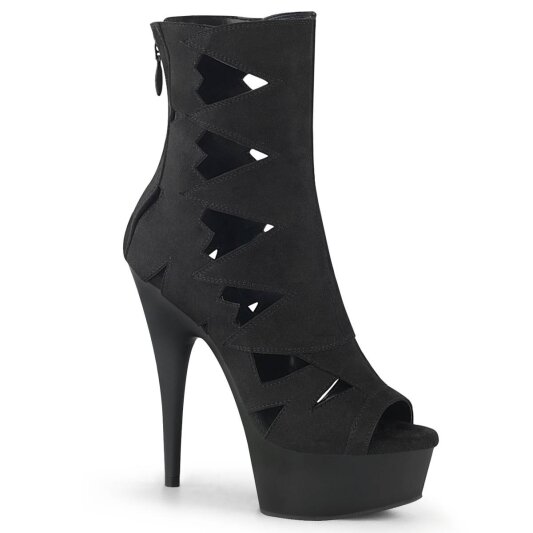 Pleaser DELIGHT-1014 Stivaletti con Plateau in Camoscio Sintetico Nero EU-37 / US-7