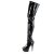Pleaser DELIGHT-3000BONE Stivali Sopra il Ginocchio Con Plateau in Vernice Nero EU-36 / US-6