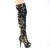 Pleaser DELIGHT-3004 Stivali Sopra Il Ginocchio Con Plateau Paillettes Blu EU-35 / US-5