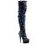 Pleaser DELIGHT-3004 Stivali Sopra Il Ginocchio Con Plateau Paillettes Blu EU-36 / US-6