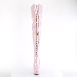 Pleaser DELIGHT-3027 Stivali Sopra Il Ginocchio Con Plateau Vernice Rosa Chiaro EU-36 / US-6