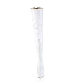 Pleaser DELIGHT-3027 Stivali Sopra Il Ginocchio Con Plateau Vernice Bianco EU-35 / US-5