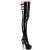 Pleaser DELIGHT-3055 Stivali Sopra Il Ginocchio Con Plateau Vernice Nero EU-35 / US-5