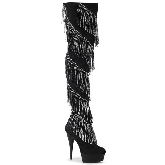 Pleaser DELIGHT-3065 Stivali Sopra Il Ginocchio Con Plateau Nero EU-36 / US-6
