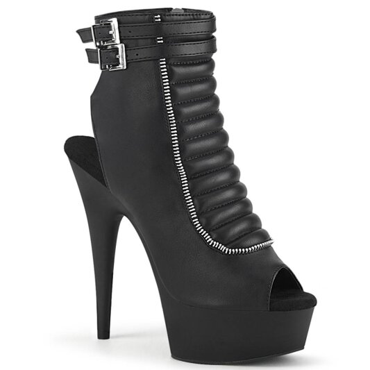 Pleaser DELIGHT-600-18 Stivaletti con Plateau in Similpelle Nero EU-37 / US-7