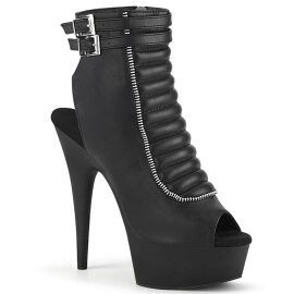 Pleaser DELIGHT-600-18 Stivaletti con Plateau in Similpelle Nero EU-37 / US-7