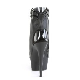 Pleaser DELIGHT-600-18 Stivaletti con Plateau in Similpelle Nero EU-37 / US-7