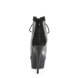 Pleaser DELIGHT-600-33RM Stivaletti con Plateau in Camoscio Sintetico Strass Nero EU-37 / US-7