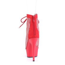 Pleaser DELIGHT-600-33RM Stivaletti con Plateau in Camoscio Sintetico Strass Rosso EU-36 / US-6