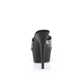 Pleaser DELIGHT-601-6RM Mules con Plateau Camoscio Sintetico Strass Nero EU-35 / US-5