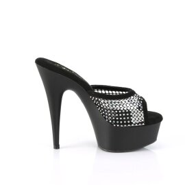 Pleaser DELIGHT-601-6RM Mules con Plateau Camoscio Sintetico Strass Nero EU-35 / US-5