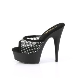 Pleaser DELIGHT-601-6RM Mules con Plateau Camoscio Sintetico Strass Nero EU-37 / US-7