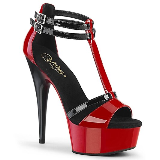 Pleaser DELIGHT-663 Sandali con Plateau Vernice Rosso EU-35 / US-5