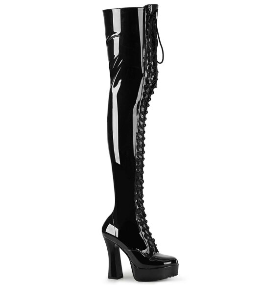 Pleaser ELECTRA-3023 Stivali sopra il Ginocchio Vernice Nero EU-36 / US-6