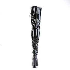 Pleaser ELECTRA-3023 Stivali sopra il Ginocchio Vernice Nero EU-37 / US-7