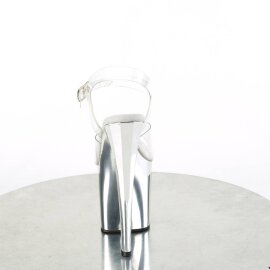 Pleaser ENCHANT-708 Sandali con Plateau Cromato Trasparente Argento EU-38 / US-8