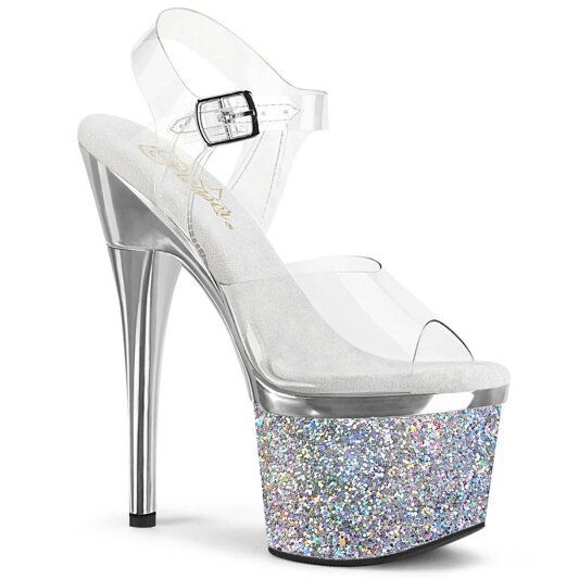 Pleaser ESTEEM-708CHLG Sandali con Plateau Glitter Argento EU-40 / US-10