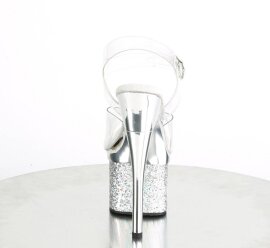 Pleaser ESTEEM-708CHLG Sandali con Plateau Glitter Argento EU-35 / US-5