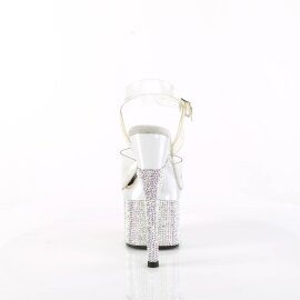Pleaser ESTEEM-708DM Sandali con Plateau Strass Cromato Trasparente Argento EU-38 / US-8