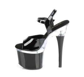 Pleaser ESTEEM-709 Sandali con Plateau Vernice Nero Trasparente EU-35 / US-5