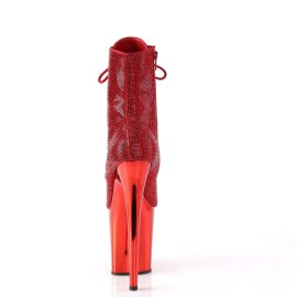 Pleaser FLAMINGO-1020CHRS Stivaletti con Plateau Strass Cromato Rosso EU-42 / US-12