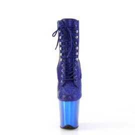 Pleaser FLAMINGO-1020CHRS Stivaletti con Plateau Strass Cromato Blu EU-40 / US-10