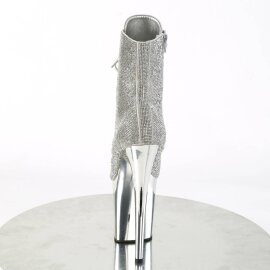 Pleaser FLAMINGO-1020CHRS Stivaletti con Plateau Strass Cromato Argento EU-42 / US-12