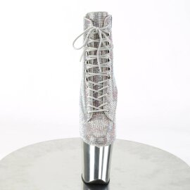 Pleaser FLAMINGO-1020CHRS Stivaletti con Plateau Multi Strass Cromato Argento EU-42 / US-12